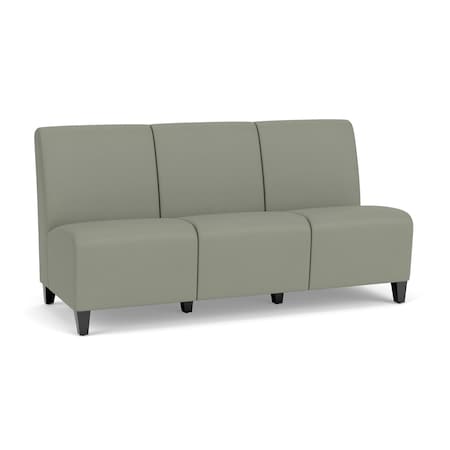 Lesro Siena Lounge Reception Armless 3 Seat Tandem Seating No Center Arms, Black, OH Eucalyptus Upholstery SN3102